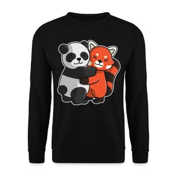 red Panda and Panda bear cute Hug Cuddle Animals - Unisex Sweatshirt - black - Front - Alina (178cm) & Michal (187cm)