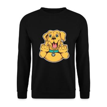 Hundeliebhaber Hund Hunde Mittelfinger Fuck You - Unisex Pullover - Schwarz - Vorne - Alina (178cm) & Michal (187cm)