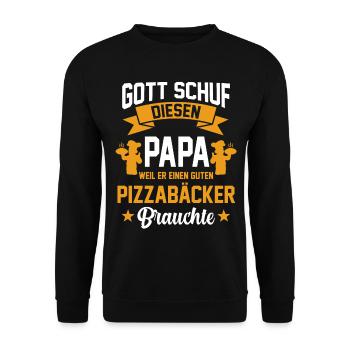 Pizzabäcker Papa Pizza Vatertag Geschenk - Unisex Pullover - Schwarz - Vorne - Alina (178cm) & Michal (187cm)