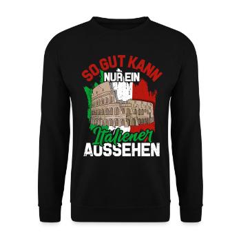 Italien Flagge Mailand Italienisch Geschenk Rom - Unisex Pullover - Schwarz - Vorne - Alina (178cm) & Michal (187cm)