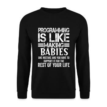 Programmierer Informatiker Coder Geschenk - Unisex Pullover - Schwarz - Vorne - Alina (178cm) & Michal (187cm)