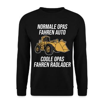 Radlader Opa Bagger Großvater Geschenk - Unisex Pullover - Schwarz - Vorne - Alina (178cm) & Michal (187cm)