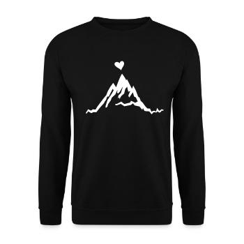 Mountain Heart Alps Hearts Trekking Gift - Unisex Sweatshirt - black - Front - Alina (178cm) & Michal (187cm)