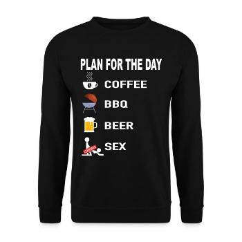 Barbecue Daily Plan Coffee Grilling Beer Sex - Unisex Sweatshirt - black - Front - Alina (178cm) & Michal (187cm)