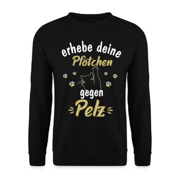 erhebe deine Pfötchen gegen Pelz - Unisex Pullover - Schwarz - Vorne - Alina (178cm) & Michal (187cm)
