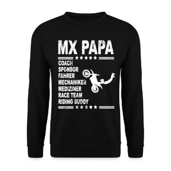 MX Papa Freestyle Motocross Dirtbike Papa Geschenk - Unisex Pullover - Schwarz - Vorne - Alina (178cm) & Michal (187cm)