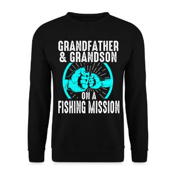 Grandpa Grandson Fishing Angler Fishing Fishing Rod - Unisex Sweatshirt - black - Front - Alina (178cm) & Michal (187cm)