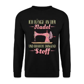 Lustiges Nähen Näherin Sprüche Geschenk - Unisex Pullover - Schwarz - Vorne - Alina (178cm) & Michal (187cm)