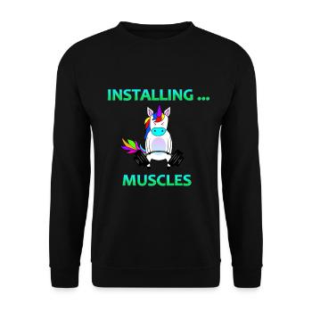 Install... Muscles Unicorn Gym Lover - Unisex Sweatshirt - black - Front - Alina (178cm) & Michal (187cm)