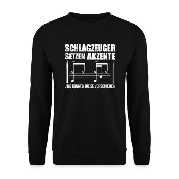 Schlagzeug Schlagzeuger Schlagzeugerin Geschenk - Unisex Pullover - Schwarz - Vorne - Alina (178cm) & Michal (187cm)
