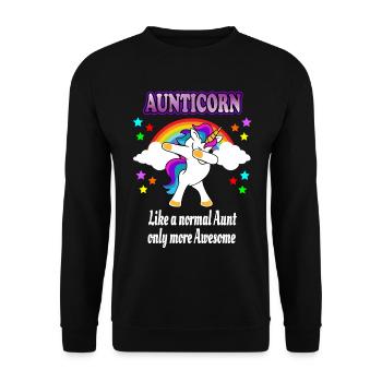 Aunticorn - Aunt Tante Einhorn Dabbing Unicorn - Unisex Sweatshirt - black - Front - Alina (178cm) & Michal (187cm)