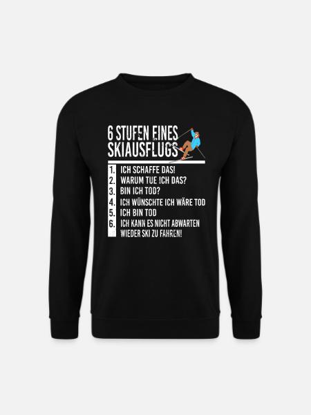 6 Stufen von Ski Fahren Skifahrer Skier Skiurlaub - Unisex Pullover - Schwarz