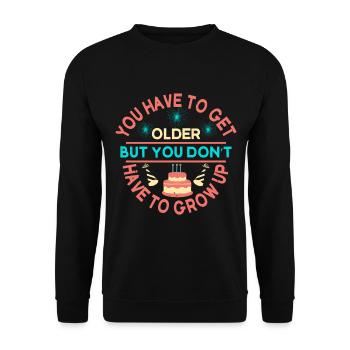 lustiger Spruch Geburtstag Birthday Retro Geschenk - Unisex Pullover - Schwarz - Vorne - Alina (178cm) & Michal (187cm)
