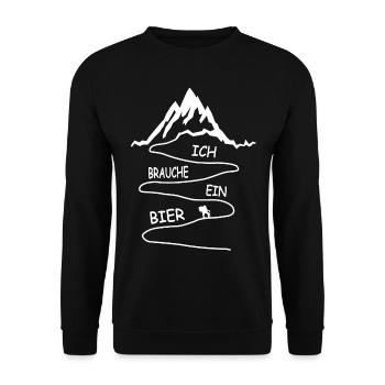 Mountain Hiking I Need A Beer Funny Saying - Unisex Sweatshirt - black - Front - Alina (178cm) & Michal (187cm)