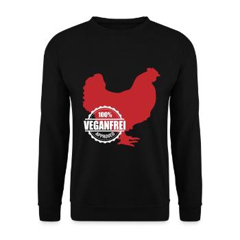 vegan frei Anti-Vegetarier Fleischliebhaber Huhn - Unisex Pullover - Schwarz - Vorne - Alina (178cm) & Michal (187cm)