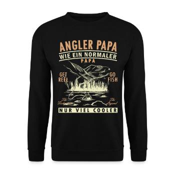 Geschenkidee Angler Papa - Unisex Pullover - Schwarz - Vorne - Alina (178cm) & Michal (187cm)