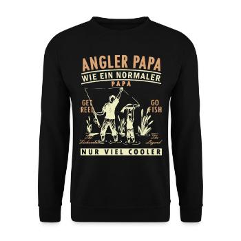 Geschenkidee Angler Papa - Unisex Pullover - Schwarz - Vorne - Alina (178cm) & Michal (187cm)