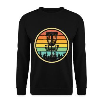 Retro Vintage Disc Golf Frisbee - Unisex Sweatshirt - black - Front - Alina (178cm) & Michal (187cm)