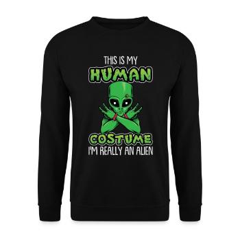 Dies Ist Mein Menschliches Kostüm - Unisex Pullover - Schwarz - Vorne - Alina (178cm) & Michal (187cm)
