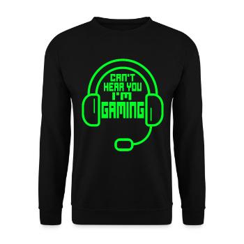 Gaming Headset Nerd - CAN’T HEAR YOU I’M GAMING - Sweat-shirt Unisexe - noir - Devant - Alina (178cm) & Michal (187cm)