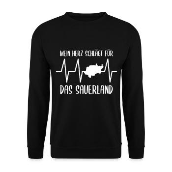 Lustiger Sauerland Spruch als Geschenk! - Unisex Pullover - Schwarz - Vorne - Alina (178cm) & Michal (187cm)