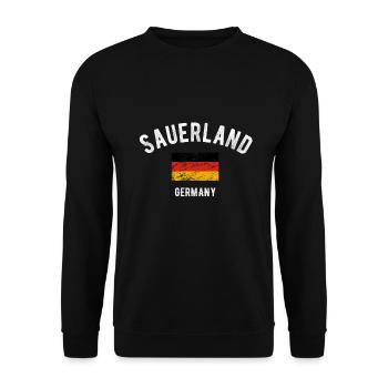 Lustiger Sauerland Spruch als Geschenk! - Unisex Pullover - Schwarz - Vorne - Alina (178cm) & Michal (187cm)