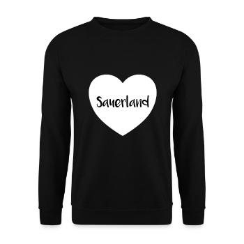Lustiger Sauerland Spruch als Geschenk! - Unisex Pullover - Schwarz - Vorne - Alina (178cm) & Michal (187cm)