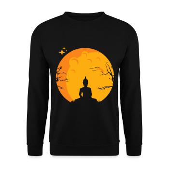Buddha Buddhist Meditation Yoga Geschenk - Unisex Pullover - Schwarz - Vorne - Alina (178cm) & Michal (187cm)