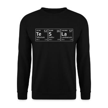 Tesla Periodische Elemente Chemie - Unisex Pullover - Schwarz - Vorne - Alina (178cm) & Michal (187cm)