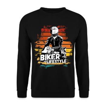 Motorcycle Lifestyle / Motorcycle / Motorcyclebiker - Unisex Sweatshirt - black - Front - Alina (178cm) & Michal (187cm)