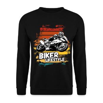 Motorcycle Lifestyle / Motorcycle / Motorcyclebiker - Unisex Sweatshirt - black - Front - Alina (178cm) & Michal (187cm)