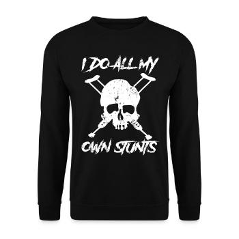 I Do All My Own Stunts Skull with Crutches - Unisex Sweatshirt - black - Front - Alina (178cm) & Michal (187cm)
