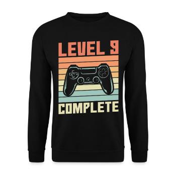 9. Geburtstag - Level 9 complete - Unisex Pullover - Schwarz - Vorne - Alina (178cm) & Michal (187cm)