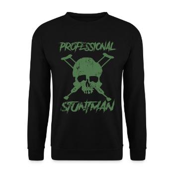 Professional Stuntman Skull with Crutches - Unisex Sweatshirt - black - Front - Alina (178cm) & Michal (187cm)