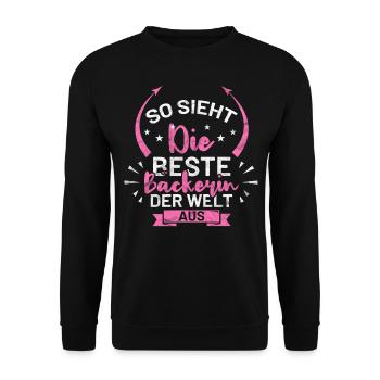 Bäckerin lustige Sprüche Geschenkidee - Unisex Pullover - Schwarz - Vorne - Alina (178cm) & Michal (187cm)