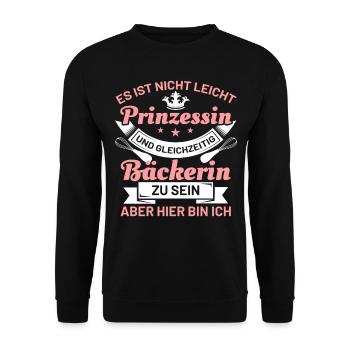 Bäckerin & Prinzessin - Unisex Pullover - Schwarz - Vorne - Alina (178cm) & Michal (187cm)