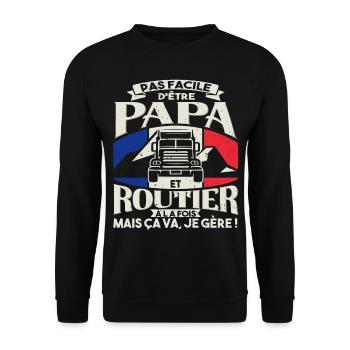 Poids Lourds Routier Francais Humour - Sweat-shirt Unisexe - noir - Devant - Alina (178cm) & Michal (187cm)