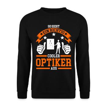 Optiker Brille Optik Geschenk - Unisex Pullover - Schwarz - Vorne - Alina (178cm) & Michal (187cm)
