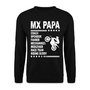 MX Dad Motocross Dad Gift - Unisex Sweatshirt - black - Front - Alina (178cm) & Michal (187cm)