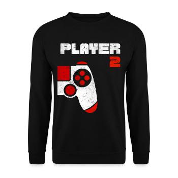 Player 1 Player 2 Gamer Partnerlook - Unisex Pullover - Schwarz - Vorne - Alina (178cm) & Michal (187cm)