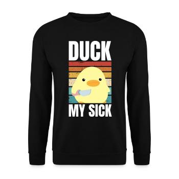 Duck with knife meme Duck my Sick Duck with knife - Unisex Sweatshirt - black - Front - Alina (178cm) & Michal (187cm)