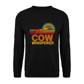 Colorful nostalgic retro farmer COW WHISPERER - Sweat-shirt Unisexe - noir - Devant - Alina (178cm) & Michal (187cm)