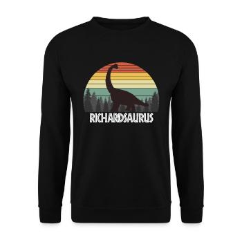 RICHARDSAURUS RICHARD SAURUS RICHARD DINOSAUR - Unisex Pullover - Schwarz - Vorne - Alina (178cm) & Michal (187cm)