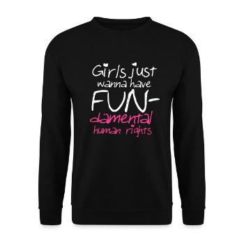 Girls just want to have fundamental human rights! - Unisex Sweatshirt - black - Front - Alina (178cm) & Michal (187cm)