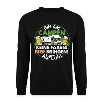 Camping Wohnwagen Camper Wohnmobil Geschenk - Unisex Pullover - Schwarz - Vorne - Alina (178cm) & Michal (187cm)