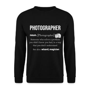 Fotograf - Unisex Pullover - Schwarz - Vorne - Alina (178cm) & Michal (187cm)
