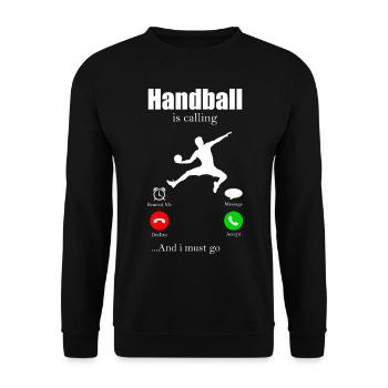 Handball Sport Sprungwurf Frauenhandball Hobby - Unisex Pullover - Schwarz - Vorne - Alina (178cm) & Michal (187cm)