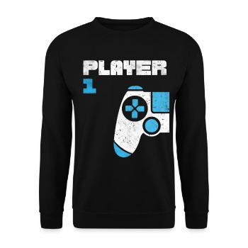Player 1 Player 2 Gamer Partnerlook - Unisex Pullover - Schwarz - Vorne - Alina (178cm) & Michal (187cm)