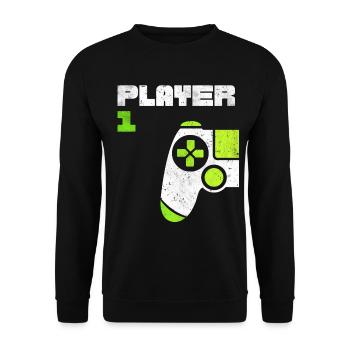 Player 1 Player 2 Gamer Partnerlook - Unisex Pullover - Schwarz - Vorne - Alina (178cm) & Michal (187cm)