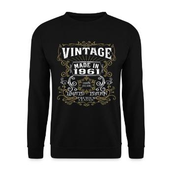 Vintage Made in 1961 Limited Edition 100% Awesome - Unisex Sweatshirt - black - Front - Alina (178cm) & Michal (187cm)